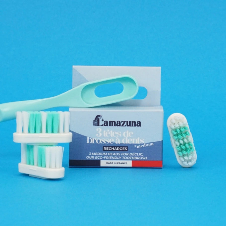 Packshot des recharges de brosses à dents "déclic" de la marque Lamazuna