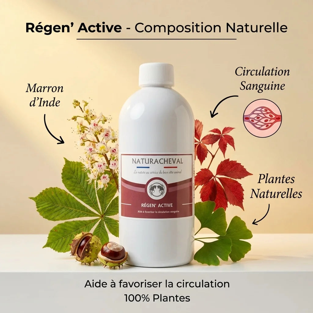 Régen' Active 500ml Naturacheval contre fourbure, ingrédients naturels et circulation équine