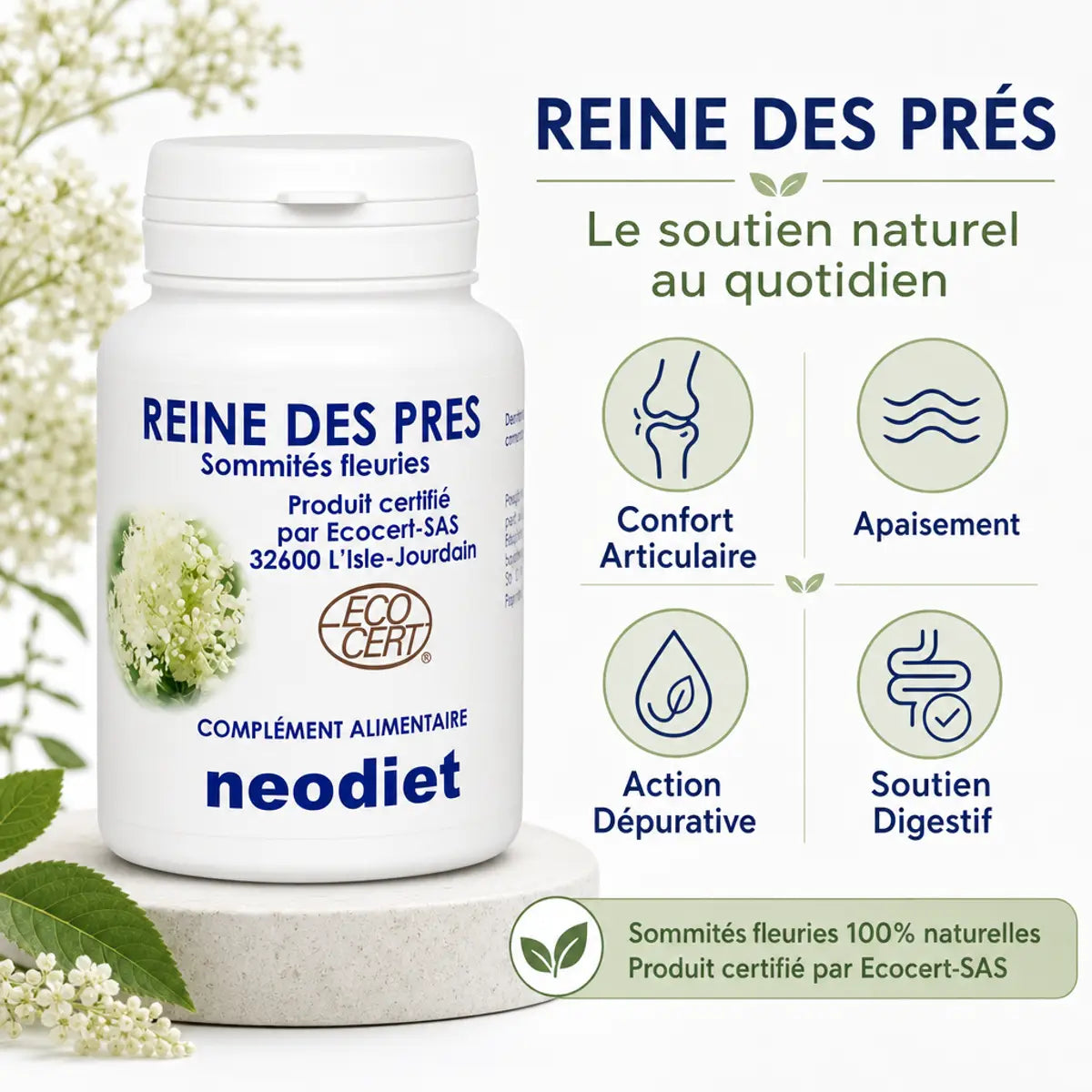 Reine des prés 100 gélules Vital Osmose avec bénéfices articulaires, apaisement et digestion