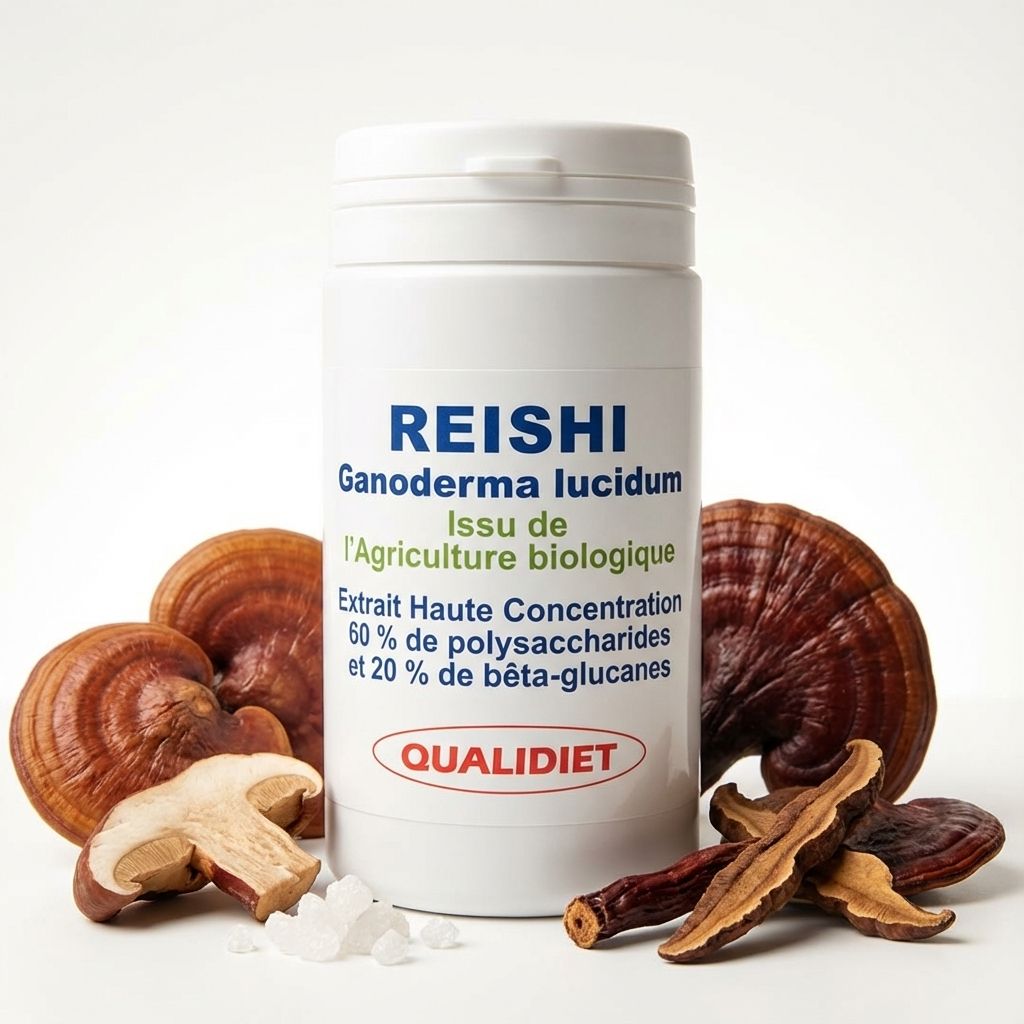 Reishi 500mg Bio Vitalosmose 60 gélules avec champignons reishi séchés et cristaux de polysaccharides