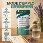 Relaxform Glycine Magnésium 180g Inolab avec mode d'emploi 3 étapes et programme 25 jours
