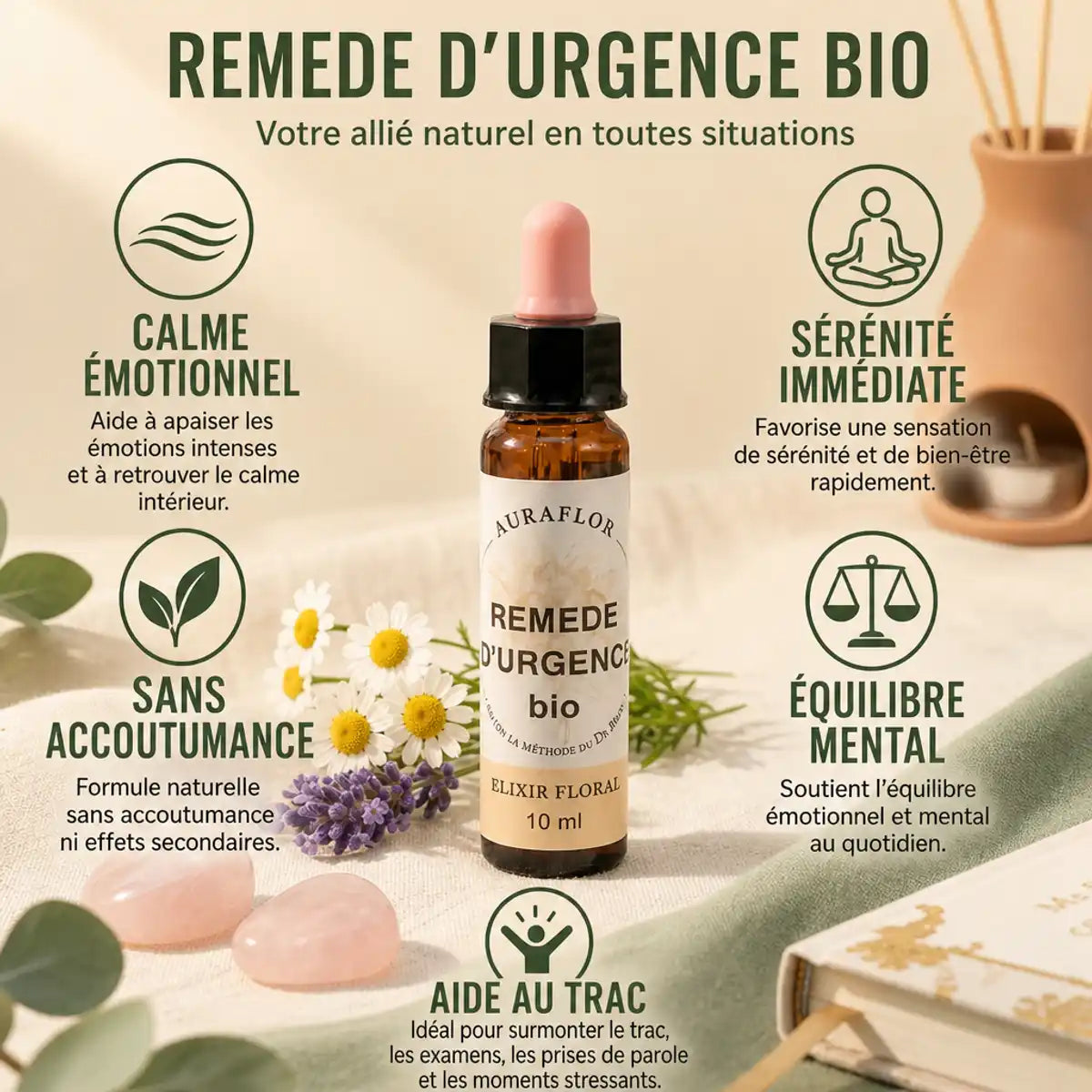 Remède d'Urgence bio 10ml Dioter - Elixir floral calme émotionnel et sérénité
