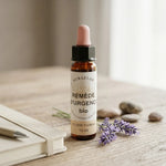 Remède d'Urgence bio 10ml Dioter avec flacon ambré et compte-gouttes rose sur espace bien-être