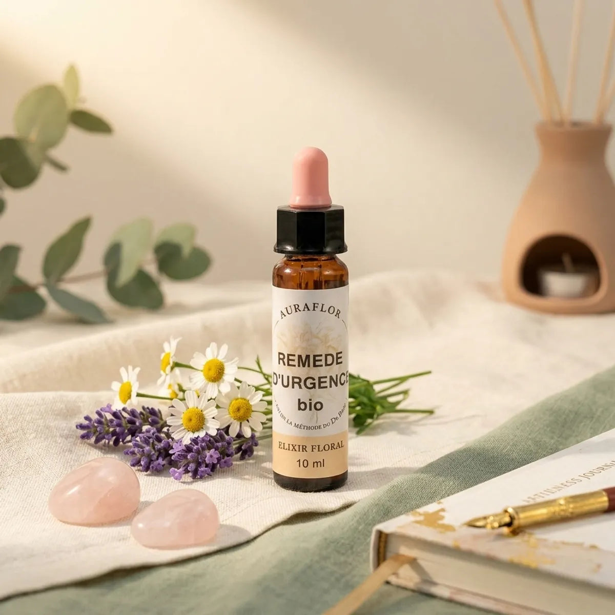 Remède d'Urgence bio 10ml Dioter flacon verre ambré avec compte-gouttes rose