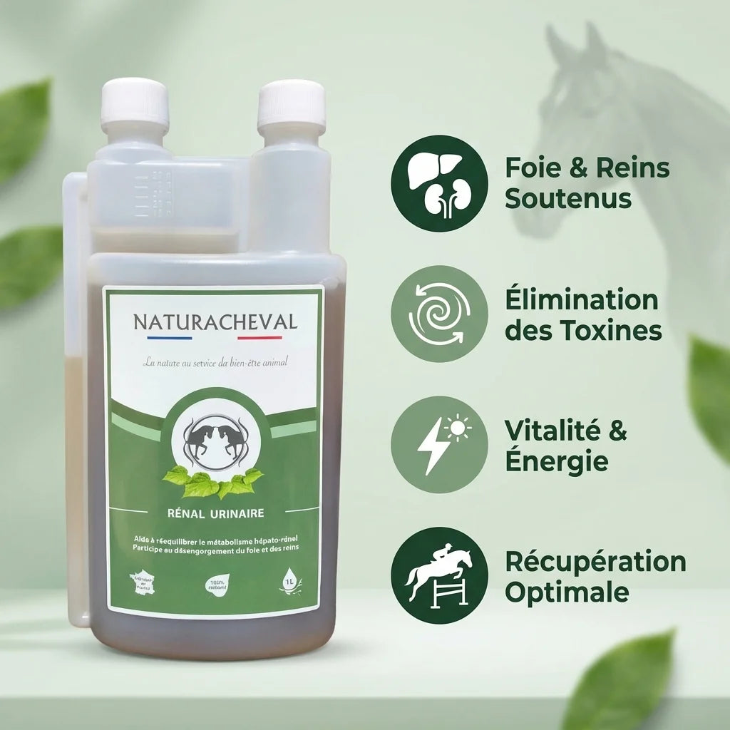 Renal'Urinaire Naturacheval 1L - Supplément foie et reins cheval avec bénéfices détoxification