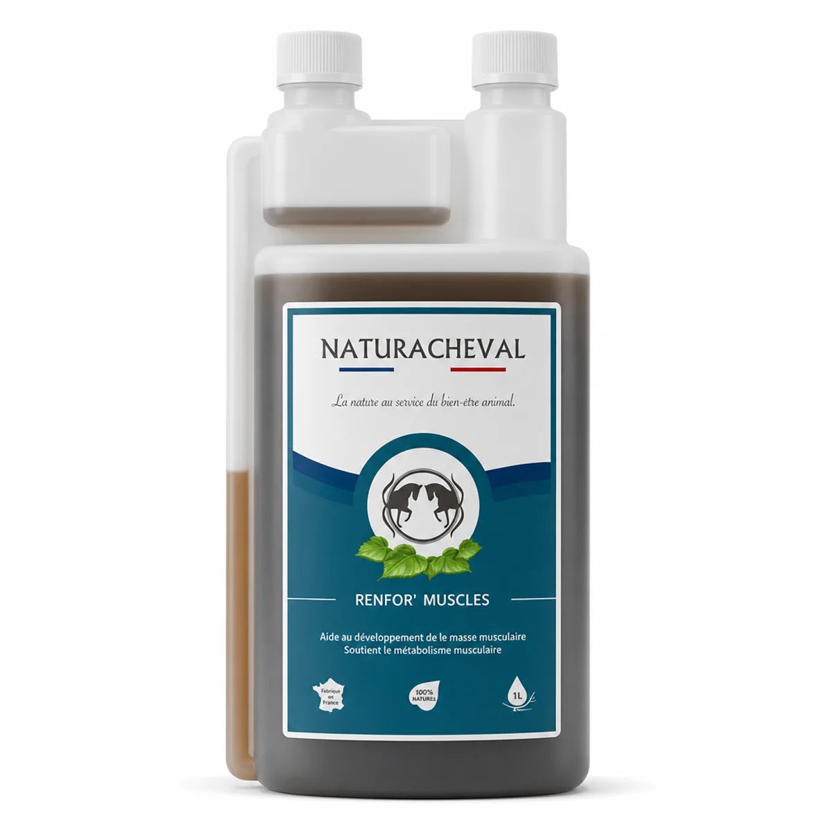 Flacon Renfor'Muscles Cheval Naturacheval 1L supplément musculaire équin fond blanc