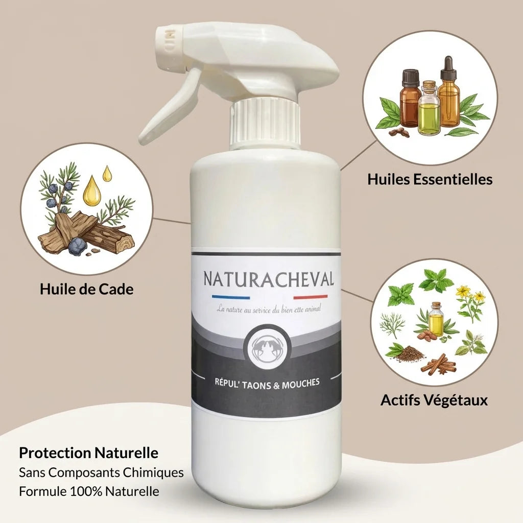 Répul' Taons & Mouches 500ml Naturacheval - spray naturel à huile de cade pour chevaux