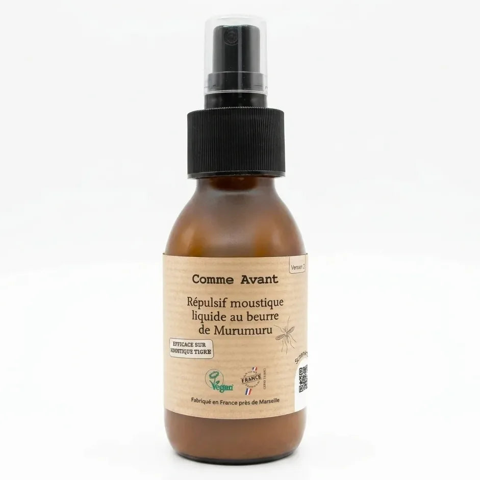 Répulsif moustique liquide Comme Avant au beurre de Murumuru en flacon vaporisateur verre brun
