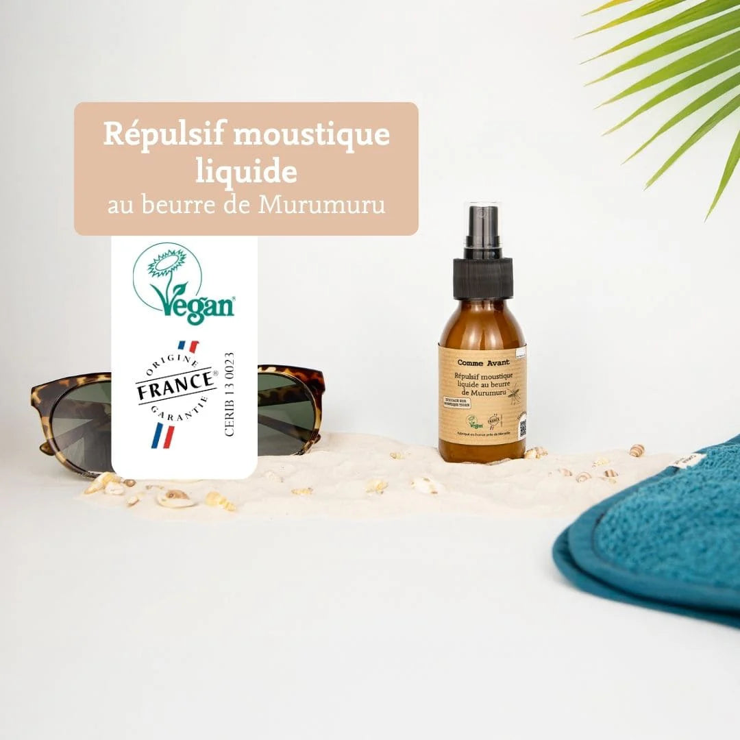 Les labels du Répulsif Moustique Liquide au Beurre de Murumuru Comme Avant