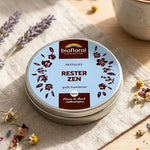 Pastilles Rester Zen Biofloral en boîte métallique avec fleurs séchées et lavande pour la relaxation naturelle