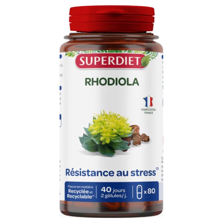 Boite de Rhodiola Bio de 80 gélules de la marque Superdiet