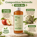 Rituel Foie Détox Bio 200ml Archie - Flacon ambre avec vinaigre cidre, artichaut et romarin bio