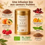 Rooibos Coulis d'Abricot Bio 100g Place des Thés - Boîte dorée avec ingrédients biologiques certifiés