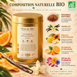 Rooibos Île Vanille Bio 100g - boîte métal avec composition naturelle et ingrédients botaniques