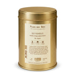 Rooibos Île Vanille Bio 100g Place des Thés - boîte métal dorée avec étiquette crème sur fond blanc