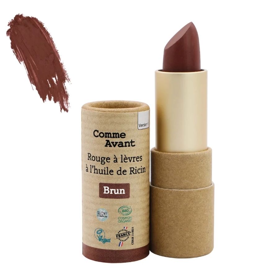Un Rouge à lèvres à l'huile de ricin teinte Brun de Comme Avant