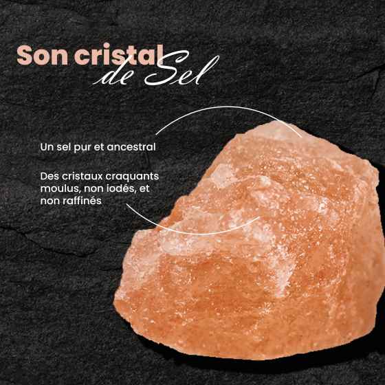 Zoom sur un cristaux de sel rose de l Himalaya de la marque Comptoirs et Compagnie