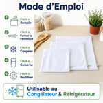 Sacs congélation réutilisables Angie Be Green S/M/L avec guide d'utilisation étapes 1 à 5