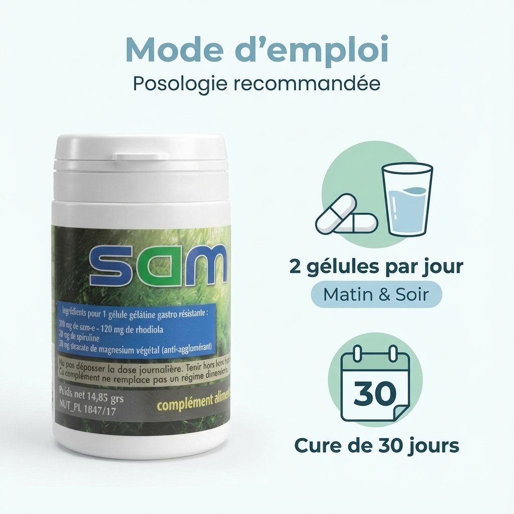 Samavance complément fatigue stress avec posologie 2 gélules jour, cure 30 jours