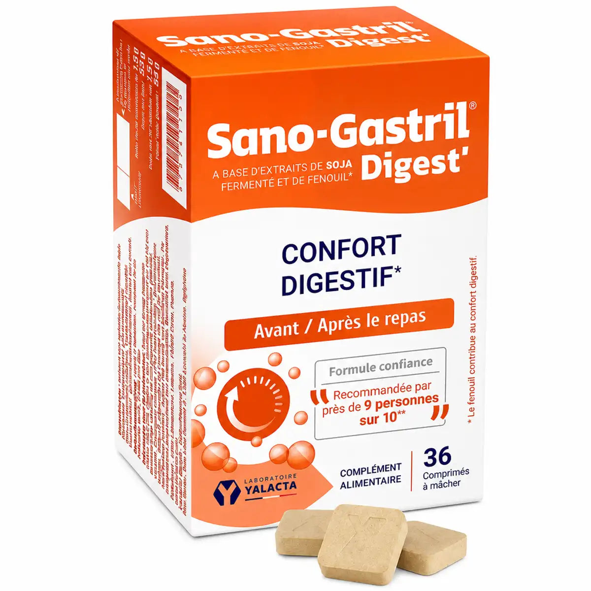Sano-Gastril Digest 36 comprimés à mâcher Yalacta pour confort digestif
