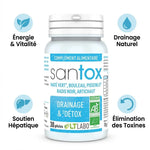 Santox Bio 30 gélules détox drainage - Flacon LT Labo avec bénéfices énergie vitalité hépatique