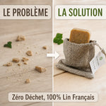 Sauve savon lin 10x13 cm Angie Be Green - Comparaison avant après zéro déchet