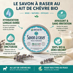 Savon à raser bio au lait de chèvre Antheya 90g avec bénéfices hydratation et mousse onctueuse