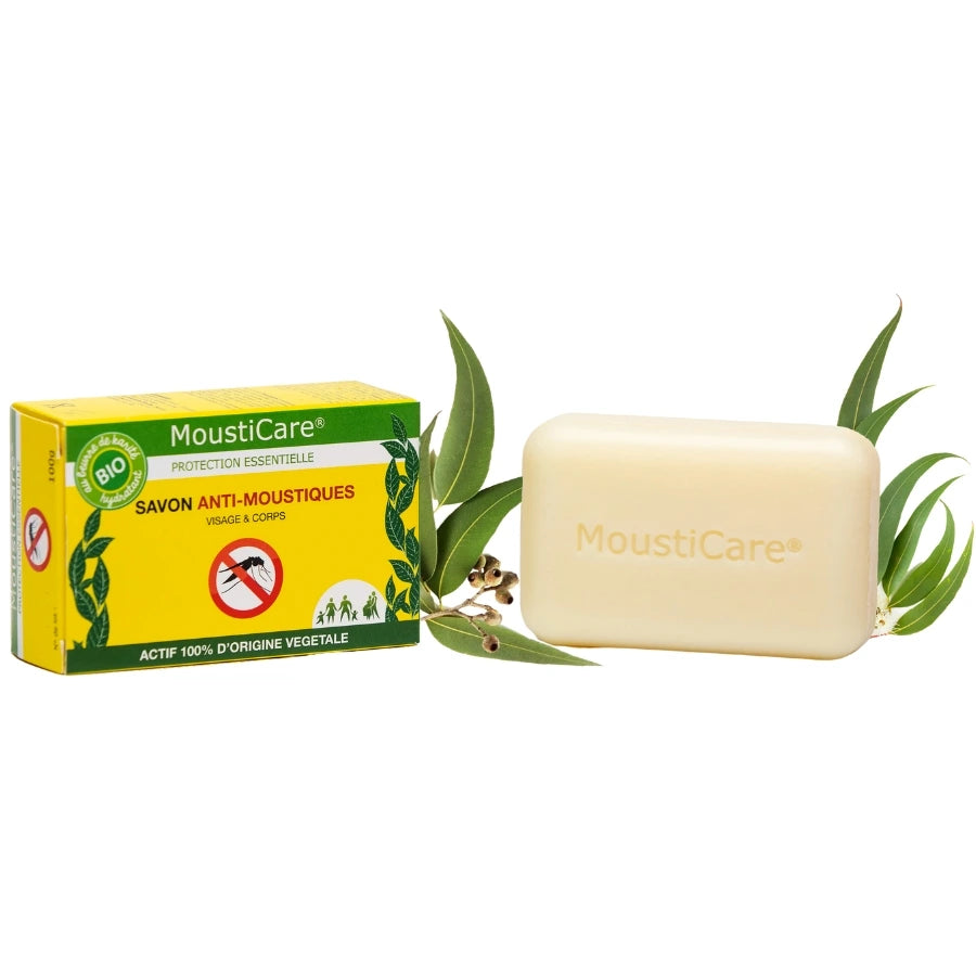 Un pain de <Savon Anti-Moustiques Bio de 100 grammes de la marque MoustiCare