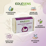 Savon lait d'ânesse bio Eolesens 100g avoine olive avec bénéfices hydratation apaisement régénération