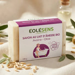 Savon bio lait d'ânesse Eolesens avoine olive 100g emballage blanc violet