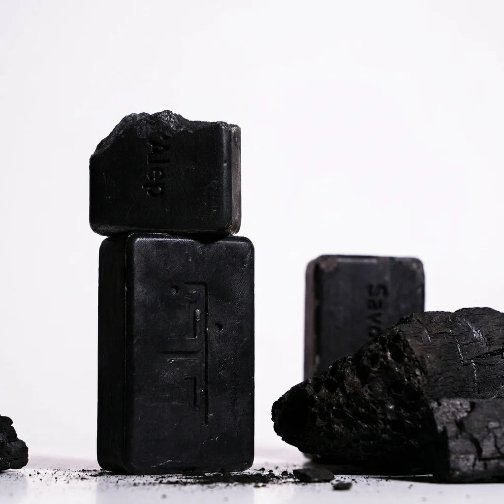 Savon d'Alep Najel charbon bio 100g packaging noir fond blanc