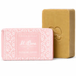 Savon d'Alep Al Bara Fleur de Coton avec emballage rose et barre dorée embossée