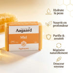 Savon Aagaard Miel 100g avec ses 5 bénéfices : hydrate, nourrit, purifie, régénère, douceur