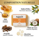 Savon Aagaard miel 100g avec ingrédients naturels: miel, propolis, huile olive et coco