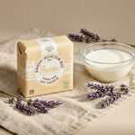 Savon de Marseille bio La Corvette lait d'ânesse 100g avec packaging et ingrédients naturels