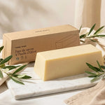 Savon olive Comme Avant 1kg avec branches olives sur marbre blanc