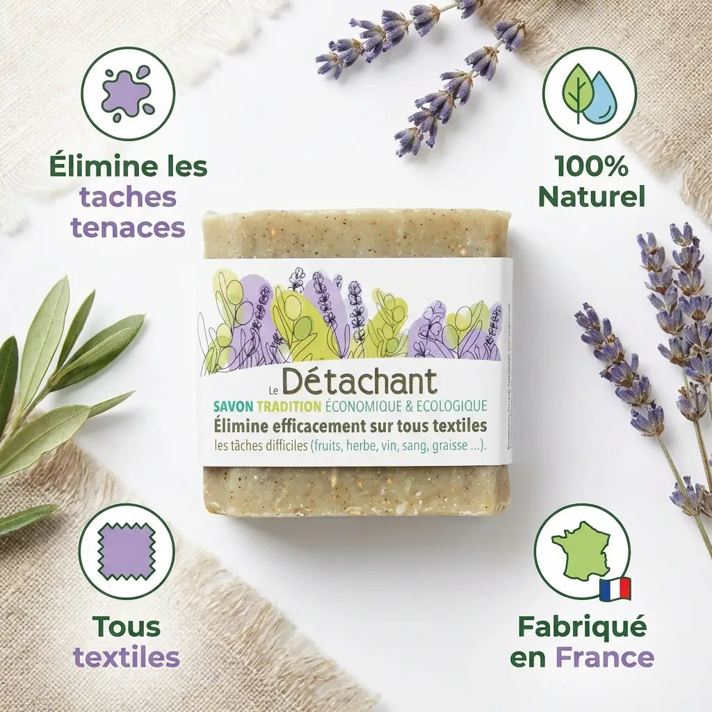 Savon détachant bio Eolesens 150g avec bénéfices naturels et fabrication française