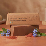 Savon Comme Avant 1kg à l'huile de bourrache et argile rouge sur fond terracotta