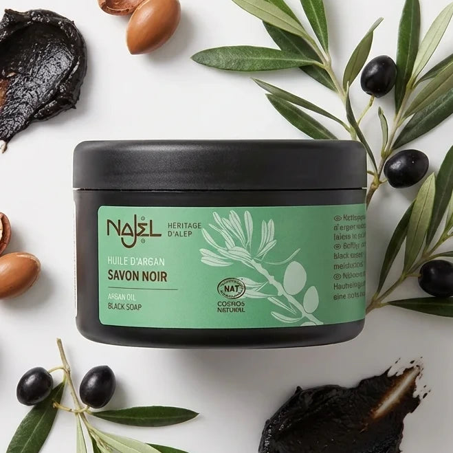 Savon Noir Najel à l'Huile d'Argan Bio 180g avec ingrédients naturels