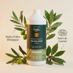 Savon noir Najel bio liquide 1L avec huile d'olive et baies de laurier, certification Ecocert