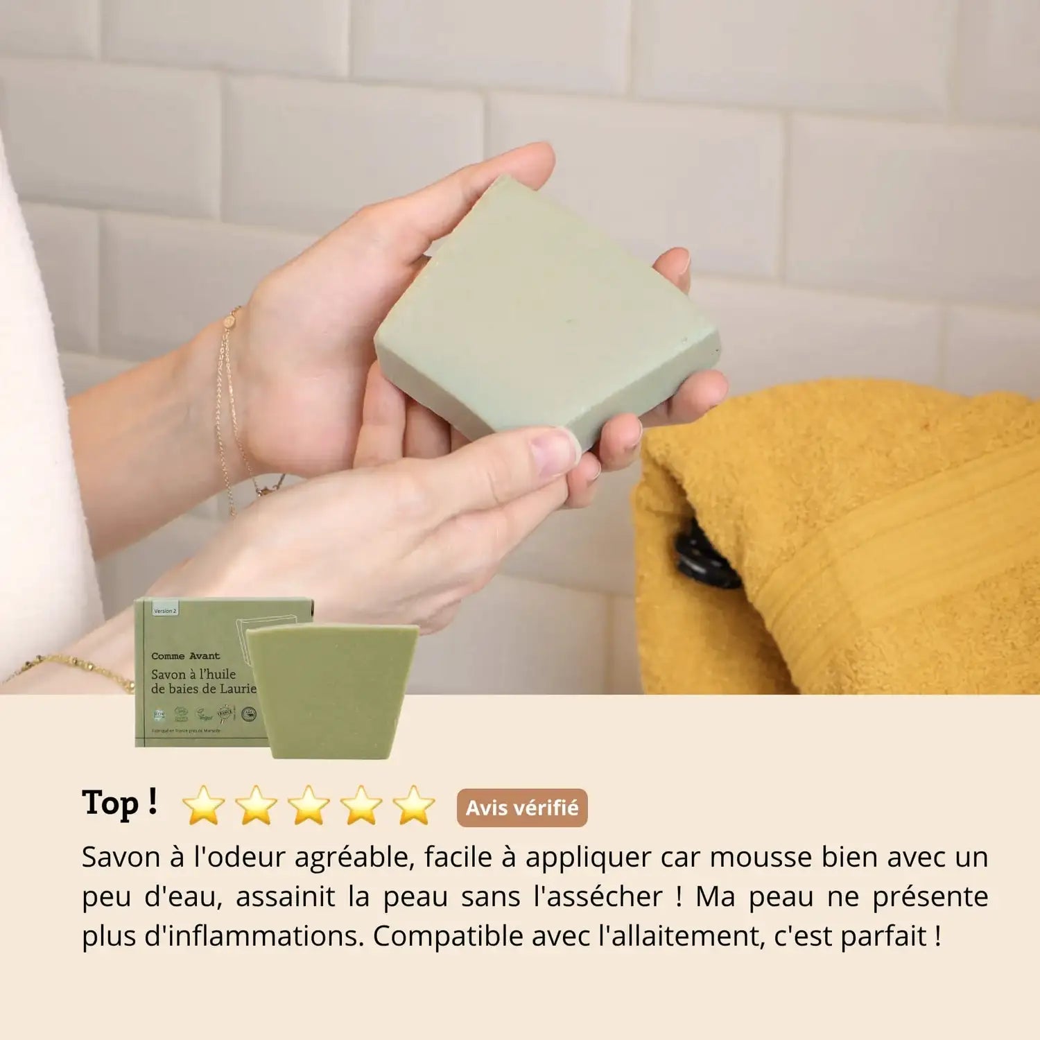 Les avis sur le savon pour peaux à imperfections de 100 g de la marque Comme Avant
