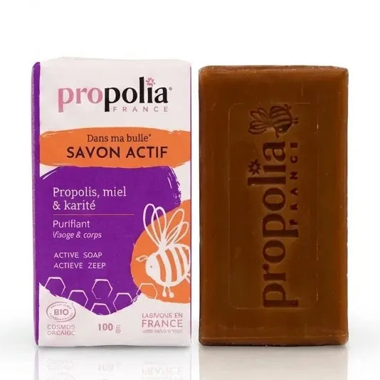 Savon Propolis Miel Karité Propolia 100g avec emballage, visage et corps