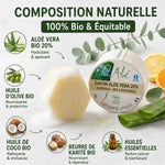 Savon Pur'Aloé saponifié à froid bio 90g avec ingrédients naturels et composition certifiée équitable