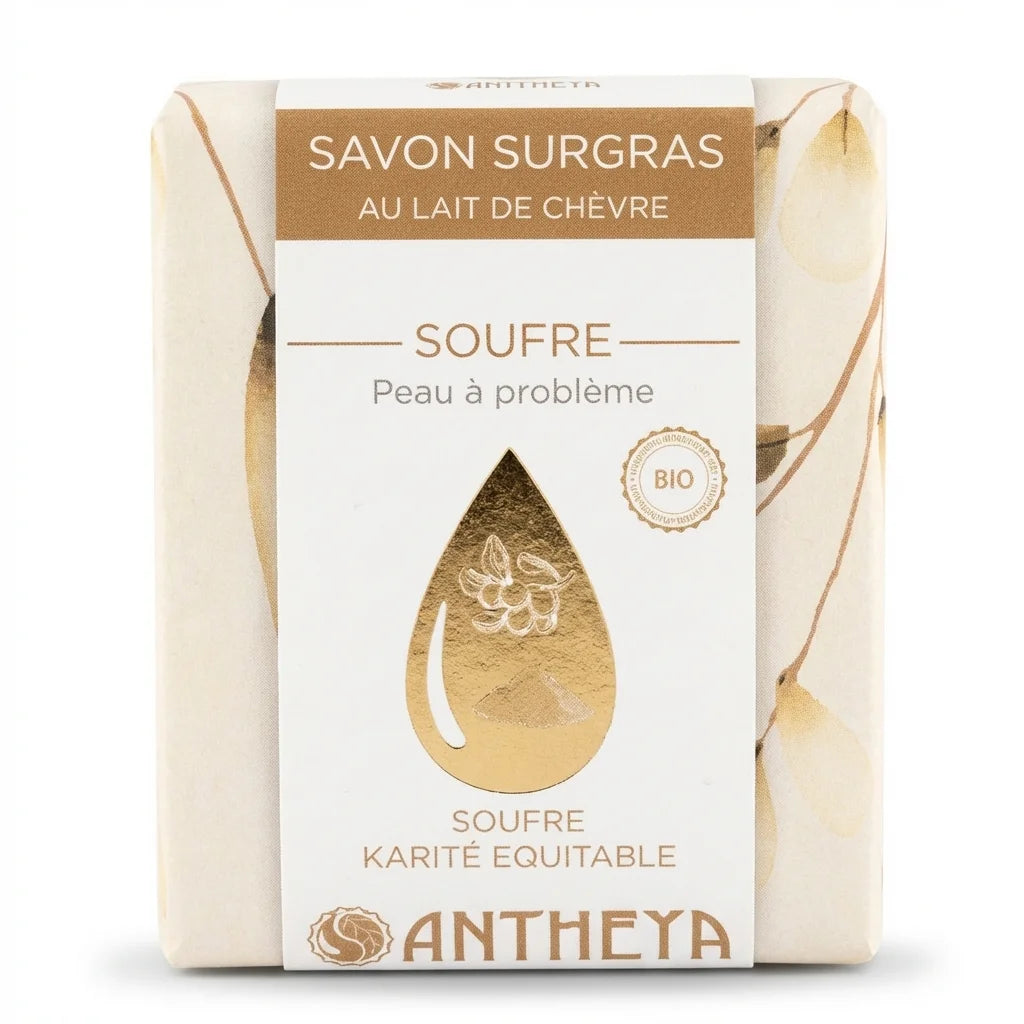 Savon surgras au lait de chèvre et soufre Antheya 100g peau problème