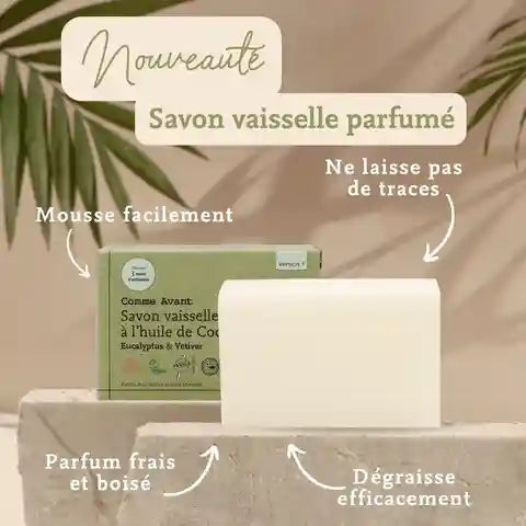 les avantages du savon vaisselle à l’huile de coco de 150 g de la marque Comme Avant