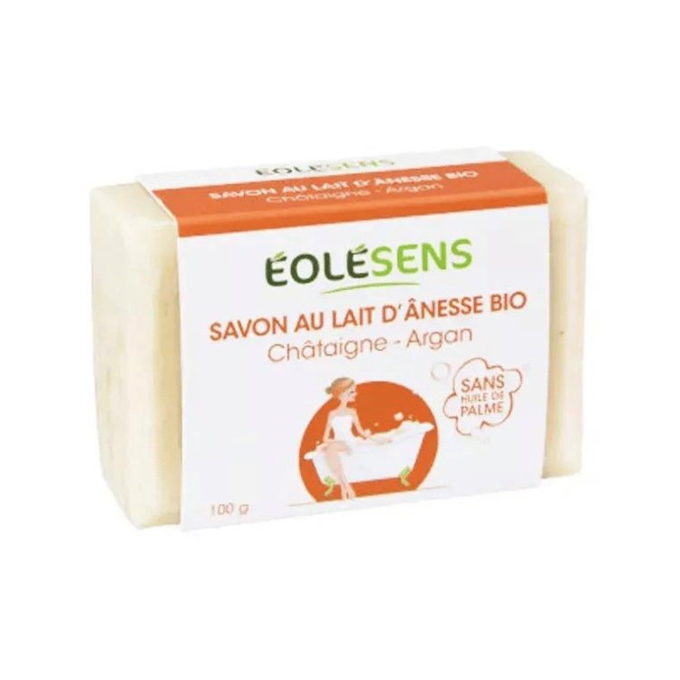 Savon au lait d'ânesse bio châtaigne et argan de la marque Eolesens