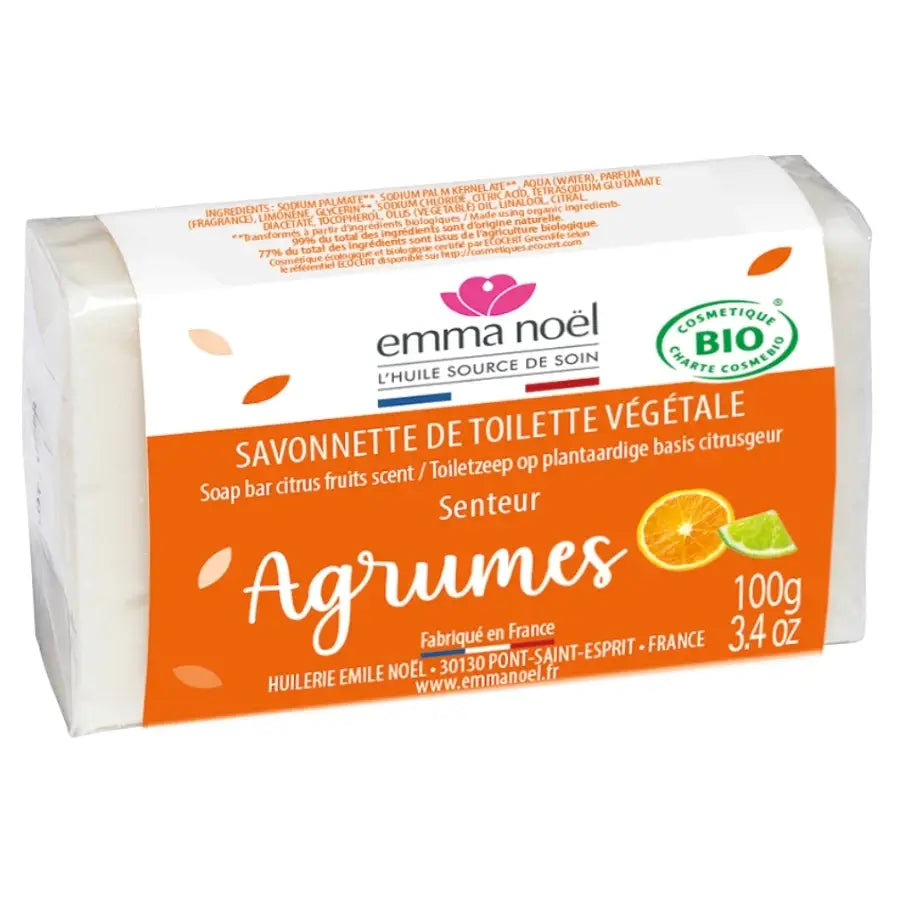 Savonnette de 100g aux agrumes de la marque Emma Noël