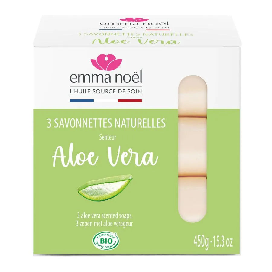 Savonnettes senteur Aloe Vera  de la marque Emma Noël. 