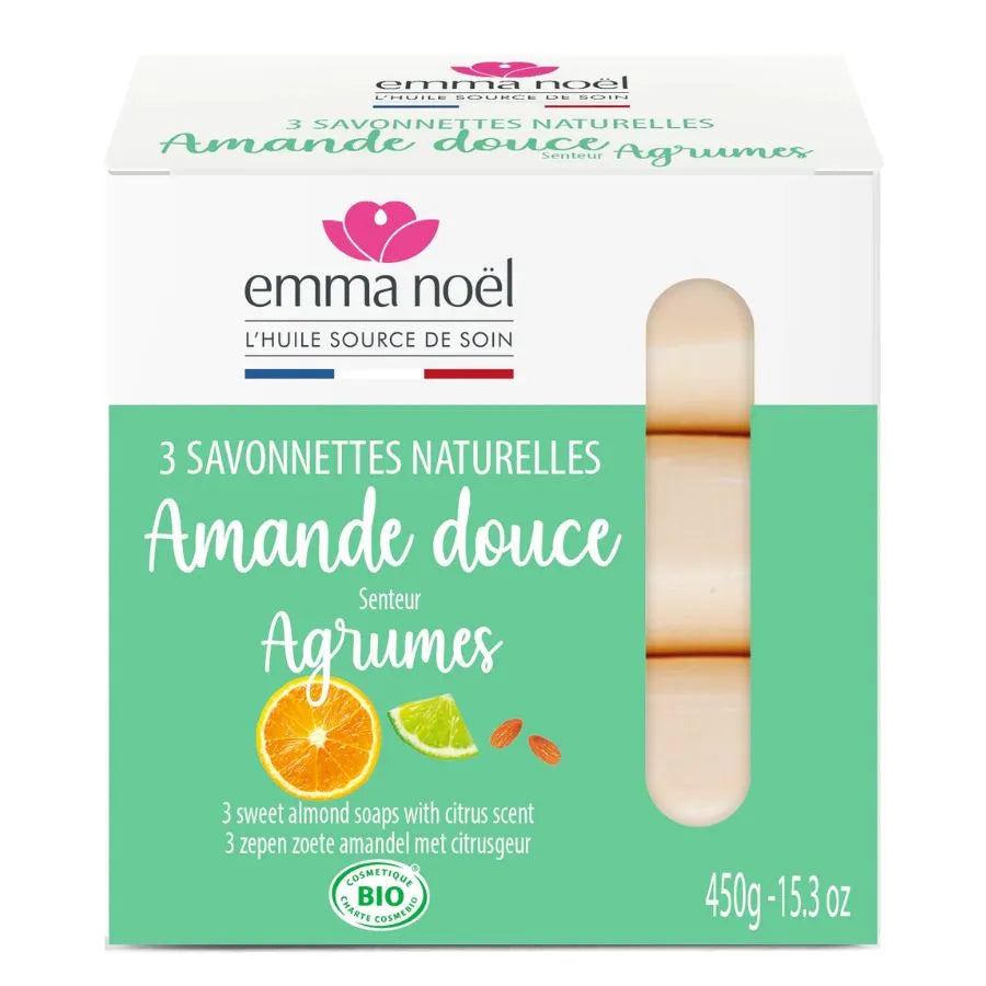 Des savonnettes senteur agrumes  de la marque Emma Noël. 