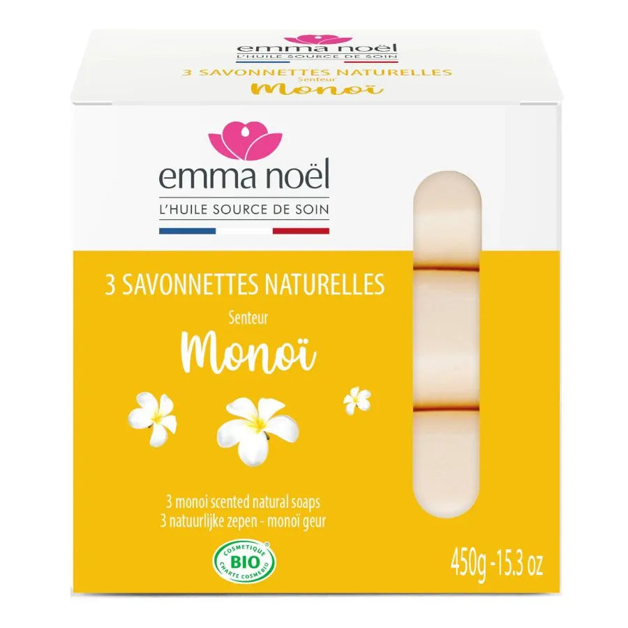 Savonnettes senteur Monoi de la marque Emma Noël. 
